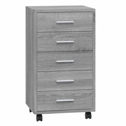 vidaXL Drawer Cabinet with Castors Grey Sonoma Engineered Wood
