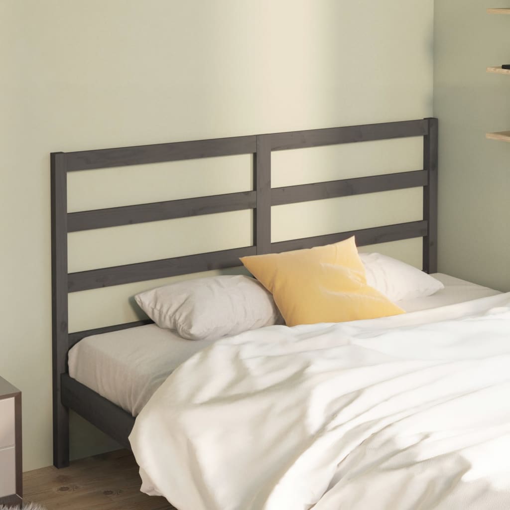 vidaXL Bed Headboard | Grey | Solid pine wood | Attractive Design | Rectangular