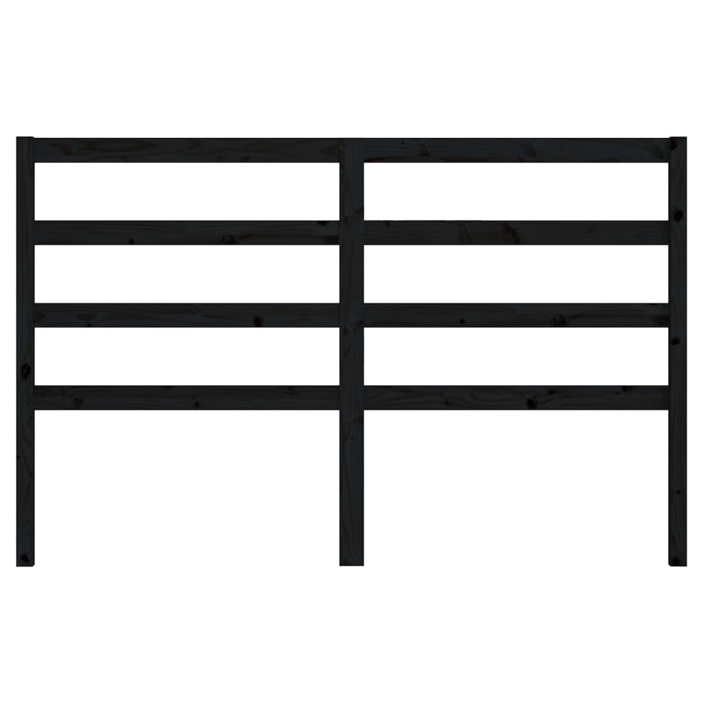 vidaXL Bed Headboard | Black | Solid Pine Wood | Decorative Inlays