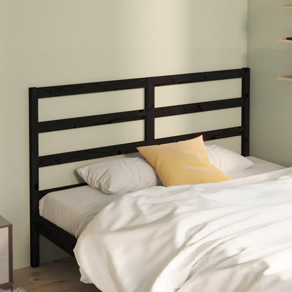 vidaXL Bed Headboard | Black | Solid Pine Wood | Decorative Inlays
