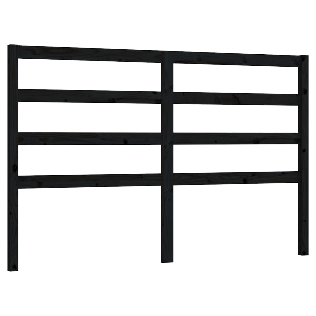 vidaXL Bed Headboard | Black | Solid Pine Wood | Decorative Inlays