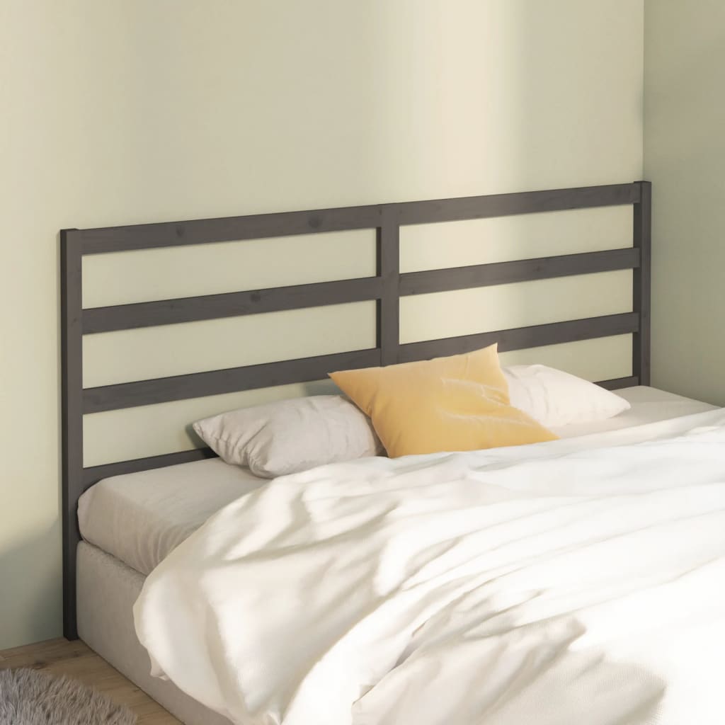 vidaXL Bed Headboard Grey 206x4x100 cm Solid Wood Pine