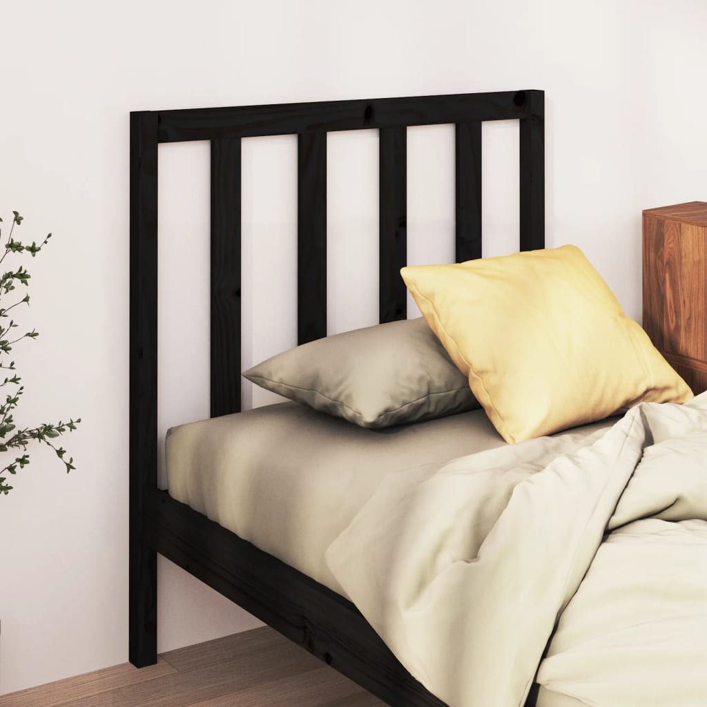 vidaXL Bed Headboard | Black | Solid Pine Wood | Standard | Durable