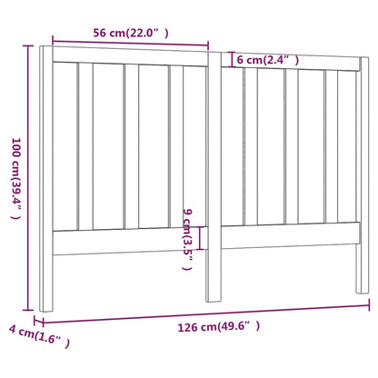 vidaXL Bed Headboard Grey 126x4x100 cm Solid Wood Pine