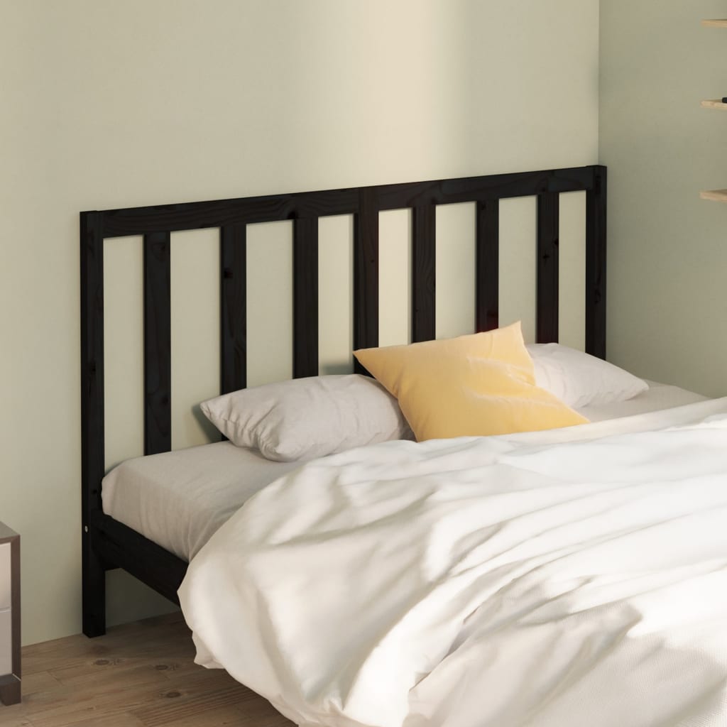 vidaXL Bed Headboard | Black | Solid Pine Wood | Durable | Bed Headboard