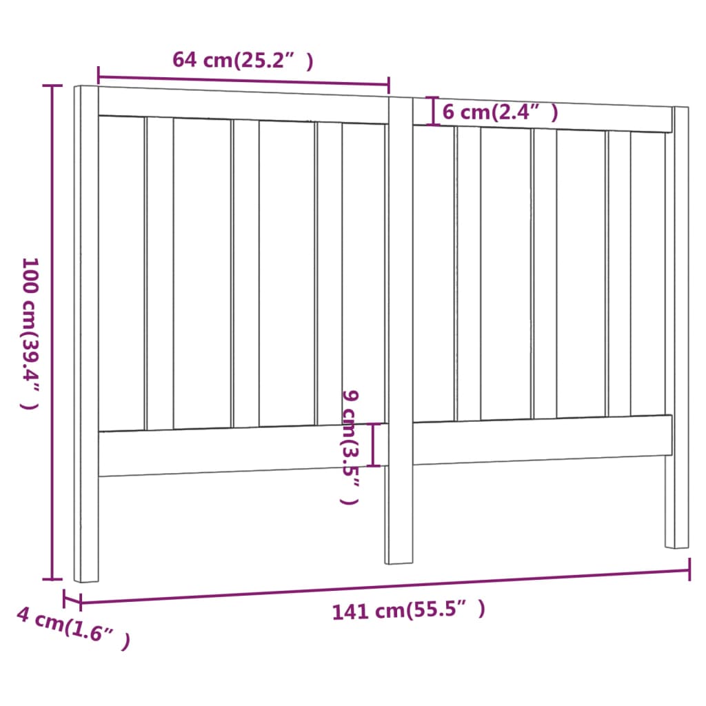 vidaXL Bed Headboard | Grey | Solid Pine Wood | Standard | Durable