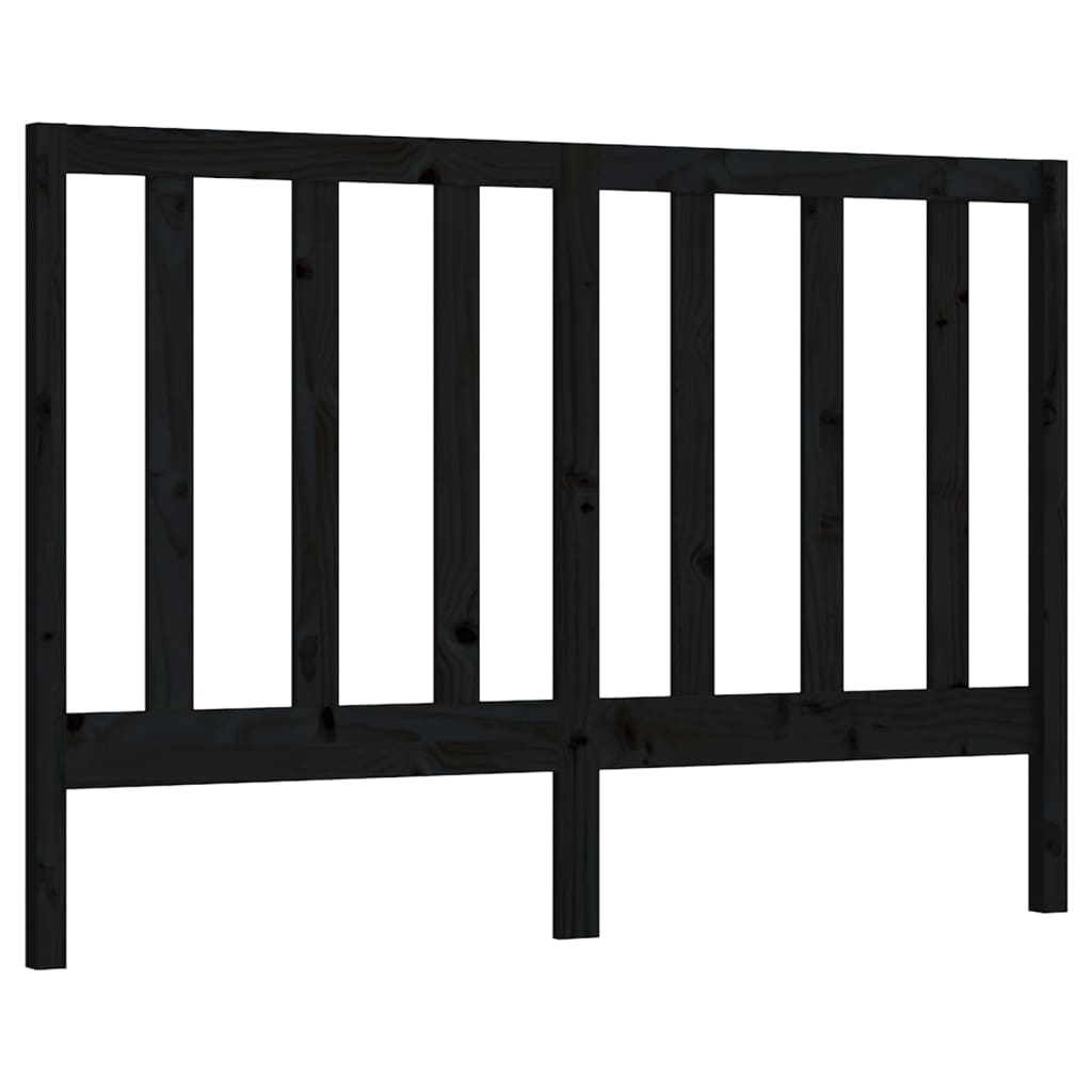 vidaXL Bed Headboard | Black | Solid Pine Wood | Standard Double