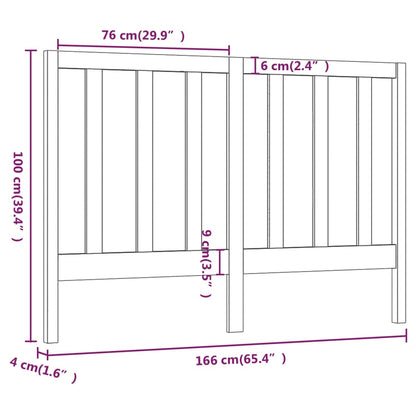 vidaXL Bed Headboard | Black | Solid Pine Wood | Standard Double