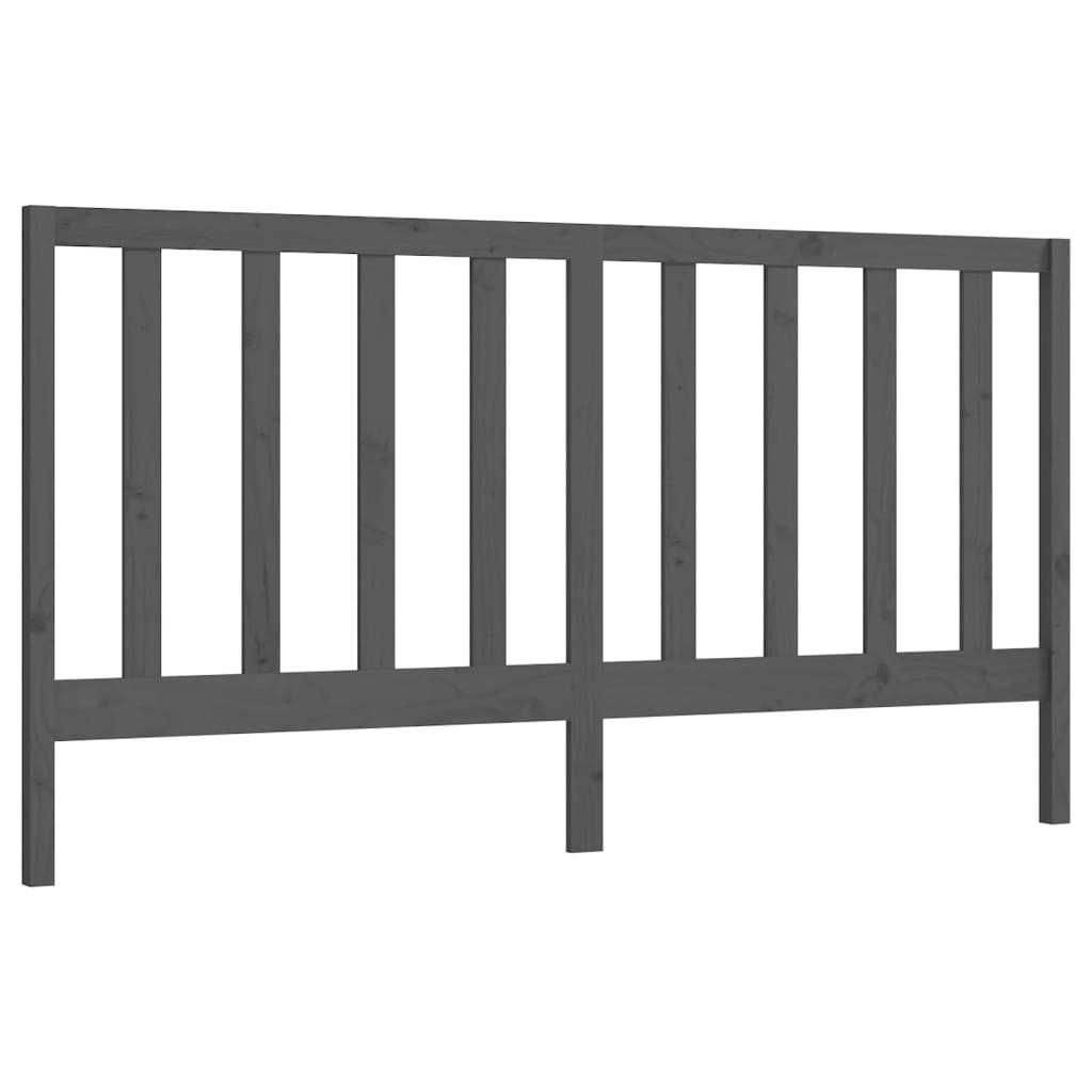 vidaXL Bed Headboard Grey 206x4x100 cm Solid Wood Pine
