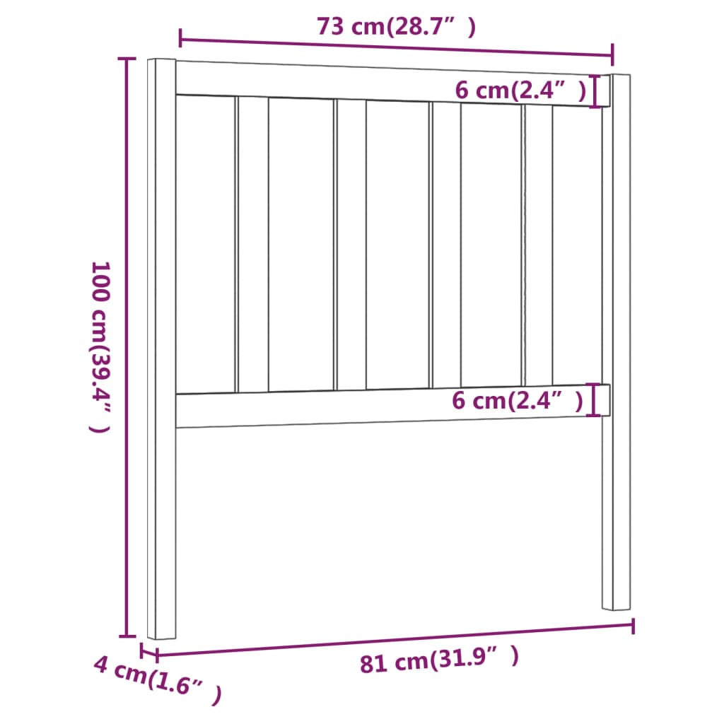 vidaXL Bed Headboard Grey 81x4x100 cm Solid Wood Pine