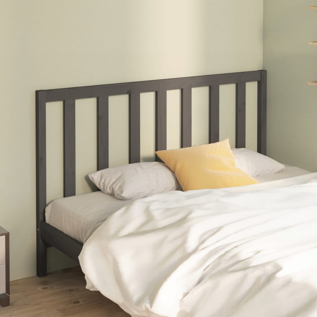 vidaXL Bed Headboard Grey 146x4x100 cm Solid Wood Pine