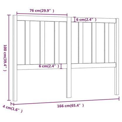 vidaXL Bed Headboard Grey 166x4x100 cm Solid Wood Pine