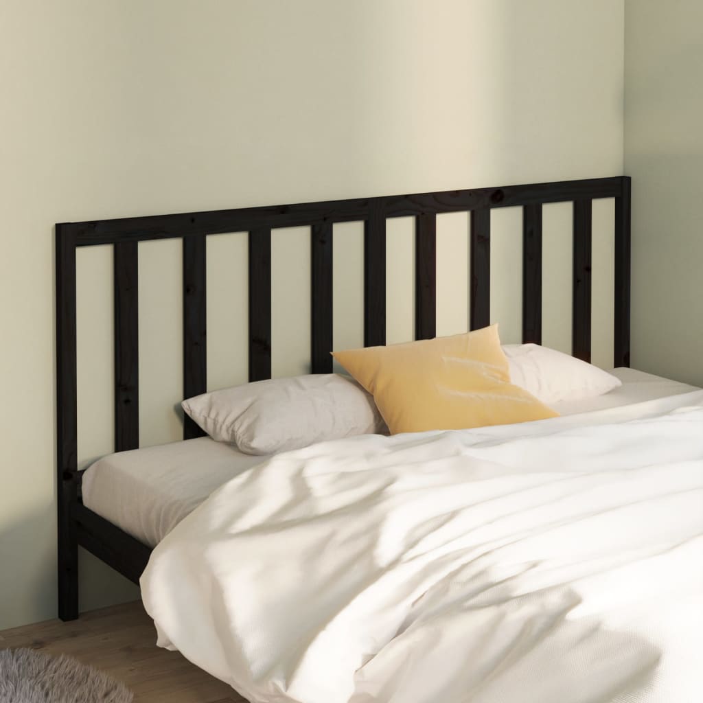 vidaXL Bed Headboard | Black | Solid pine wood | 186x4x100 cm | Bed Headboard