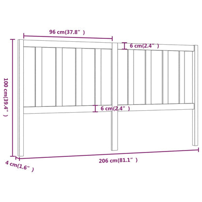 vidaXL Bed Headboard Black 206x4x100 cm Solid Wood Pine