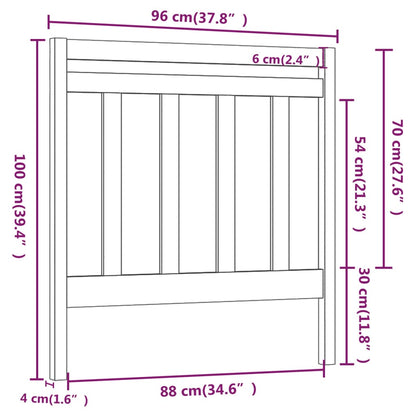 vidaXL Bed Headboard | Grey | Solid pine wood | 96 x 4 x 100 cm