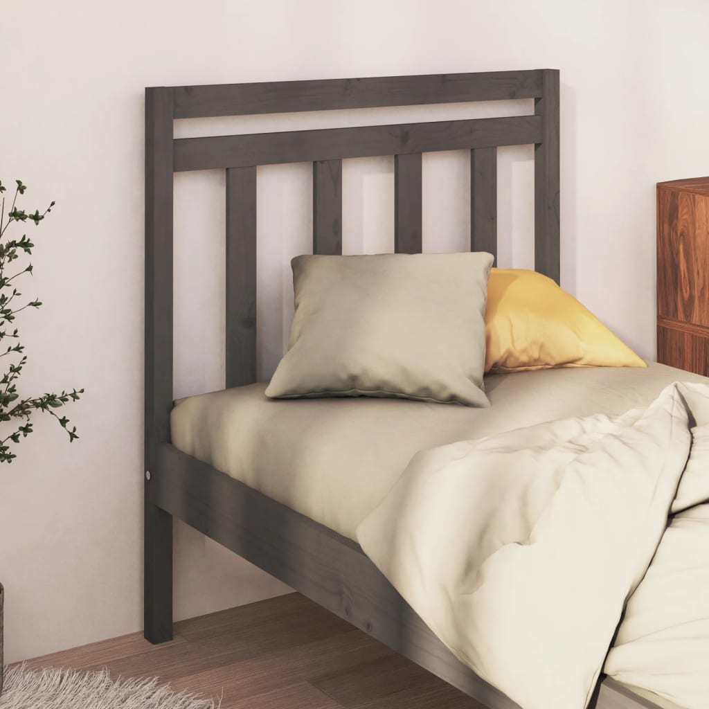 vidaXL Bed Headboard | Grey | Solid pine wood | 96 x 4 x 100 cm