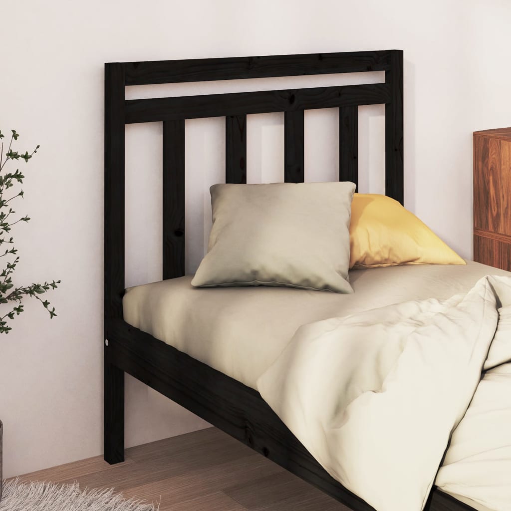 vidaXL Bed Headboard | Black | Solid pine wood | Double | Decorative Inlays