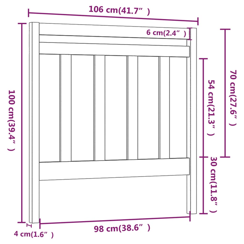vidaXL Bed Headboard | Honey brown | Solid pine wood | Standard | Bed Headboard