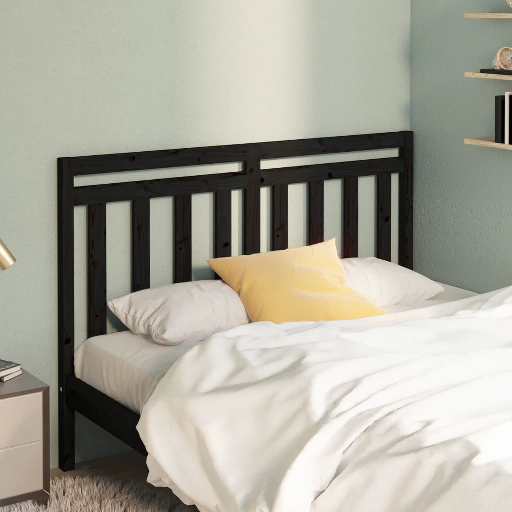 vidaXL Bed Headboard | Black | Solid pine wood | 126 cm | Bed Headboard