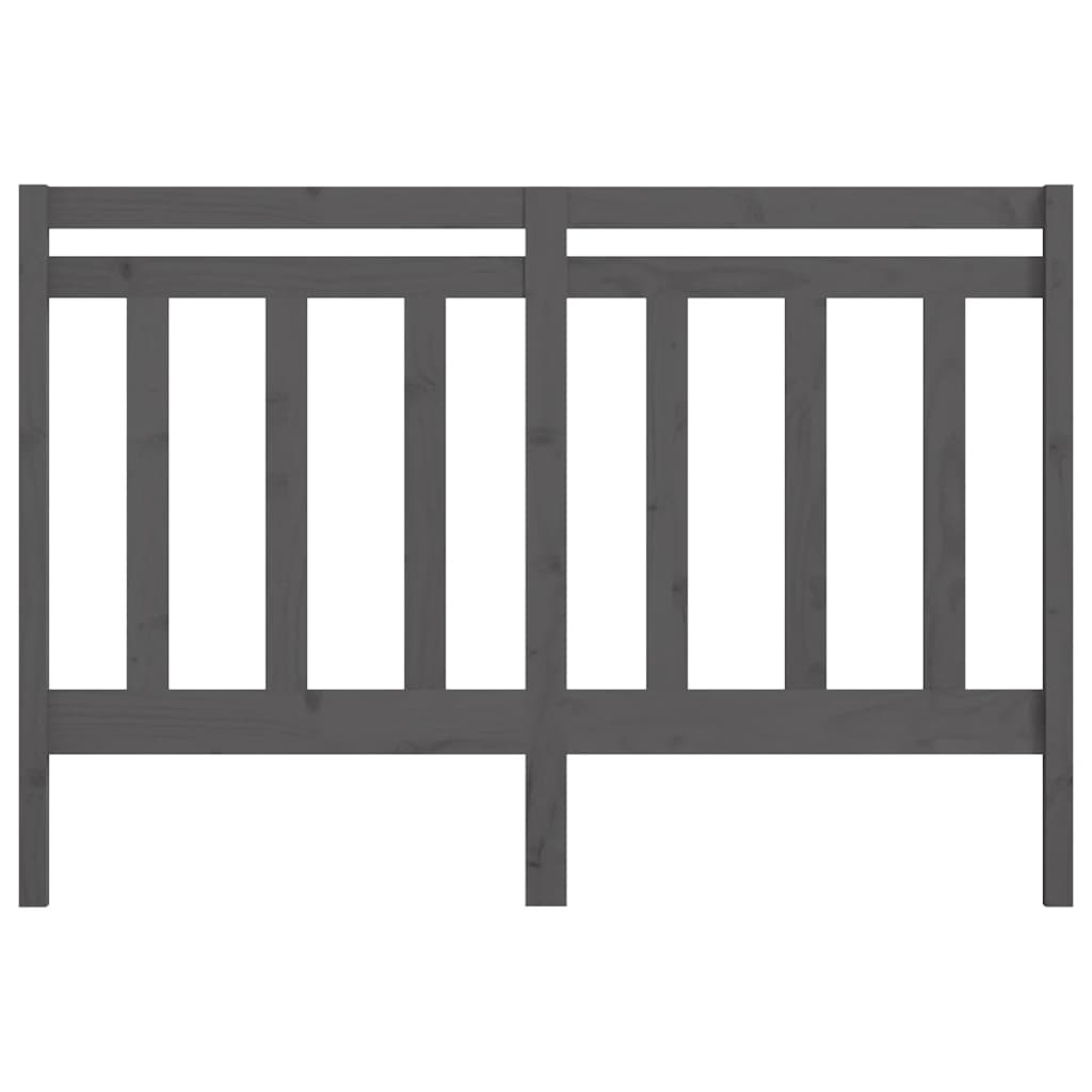 vidaXL Bed Headboard | Grey | Solid pine wood | Double | Decorative Inlays