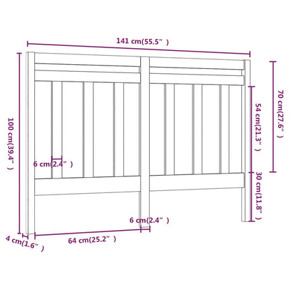vidaXL Bed Headboard | Honey brown | Solid pine wood | 141 cm x 4 cm x 100 cm