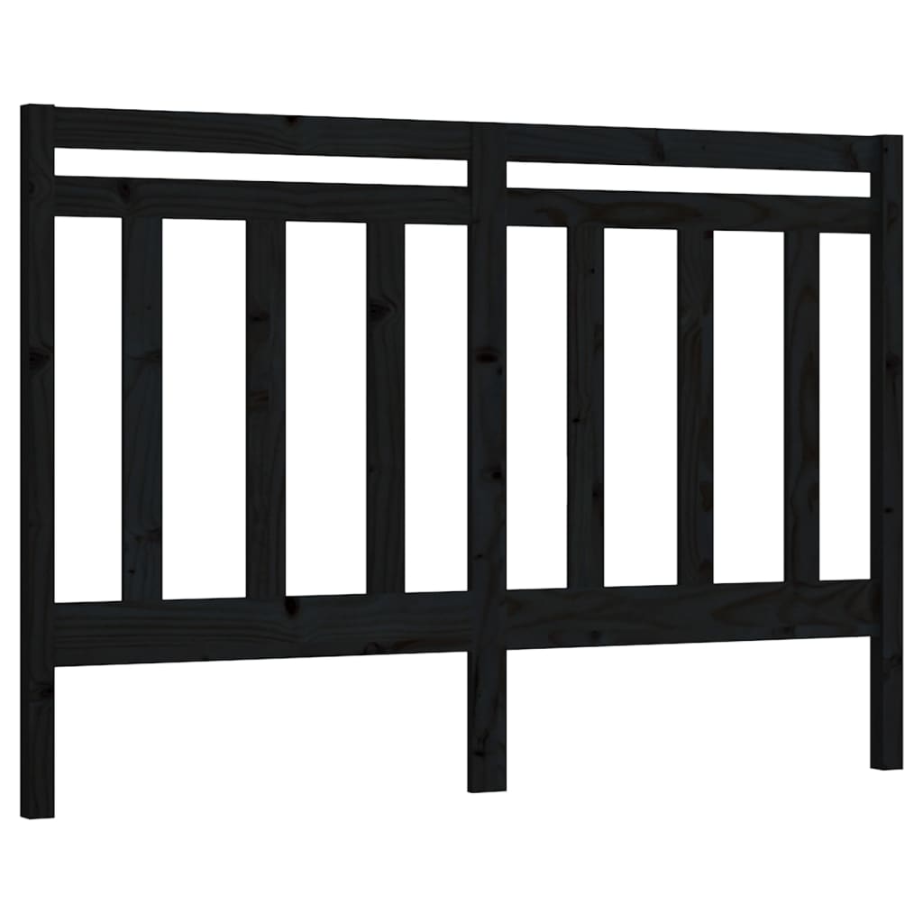 vidaXL Bed Headboard | Black | Solid Pine Wood | Standard | Decorative Inlays