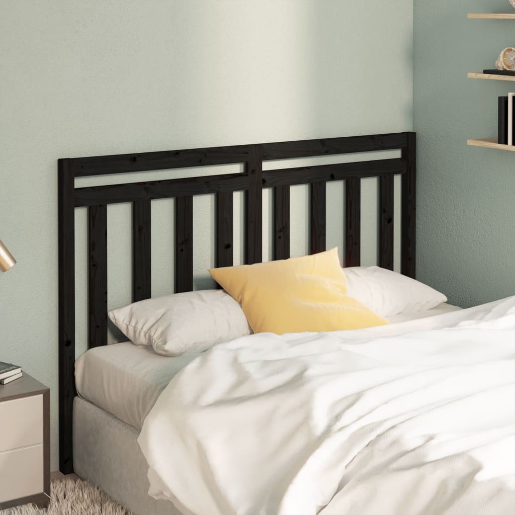 vidaXL Bed Headboard | Black | Solid pine wood | 156 cm width | Sturdy