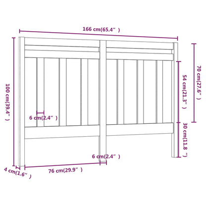 vidaXL Bed Headboard Grey 166x4x100 cm Solid Wood Pine