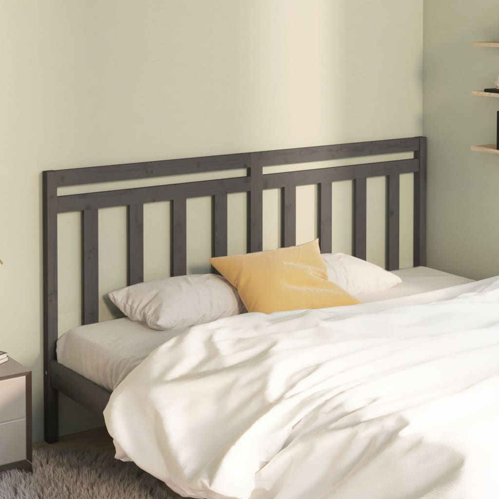 vidaXL Bed Headboard | Grey | Solid pine wood | Large | Bed Headboard