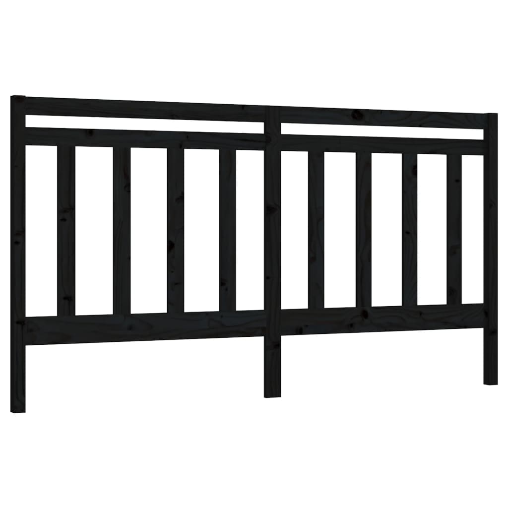 vidaXL Bed Headboard | Black | Solid Pine Wood | Decorative Inlays