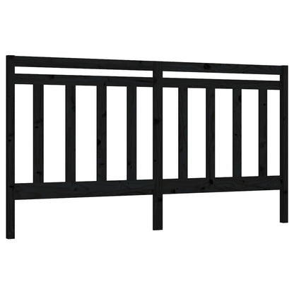 vidaXL Bed Headboard | Black | Solid Pine Wood | Decorative Inlays