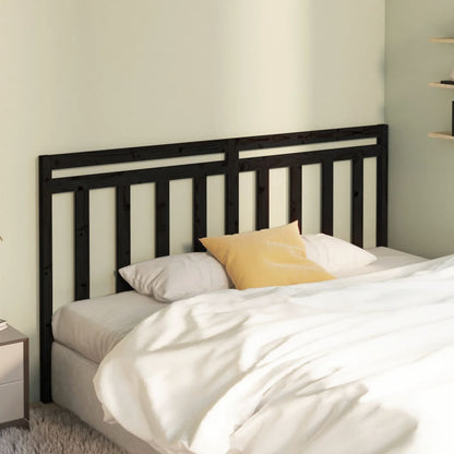 vidaXL Bed Headboard | Black | Solid Pine Wood | Decorative Inlays