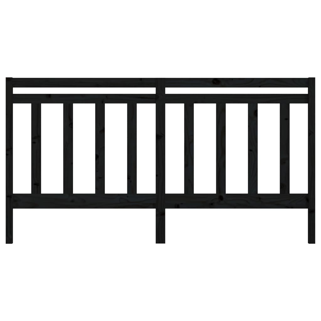 vidaXL Bed Headboard | Black | Solid Pine Wood | Decorative Inlays