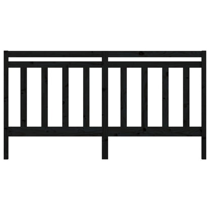 vidaXL Bed Headboard | Black | Solid Pine Wood | Decorative Inlays