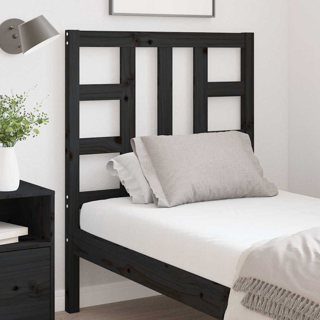 vidaXL Bed Headboard Black 81x4x100 cm Solid Wood Pine