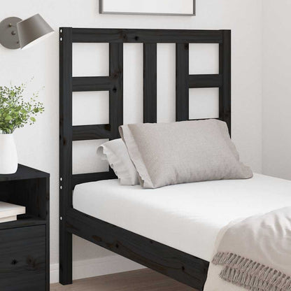 vidaXL Bed Headboard | Black | Solid Pine Wood | 81 x 4 x 100 cm | Bed Headboard