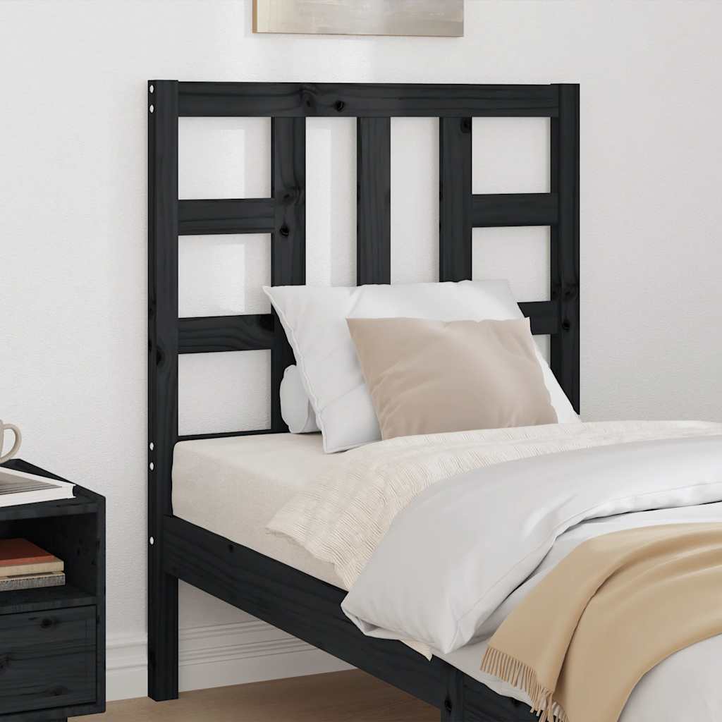 vidaXL Bed Headboard | Black | Solid Pine Wood | 81 x 4 x 100 cm | Bed Headboard