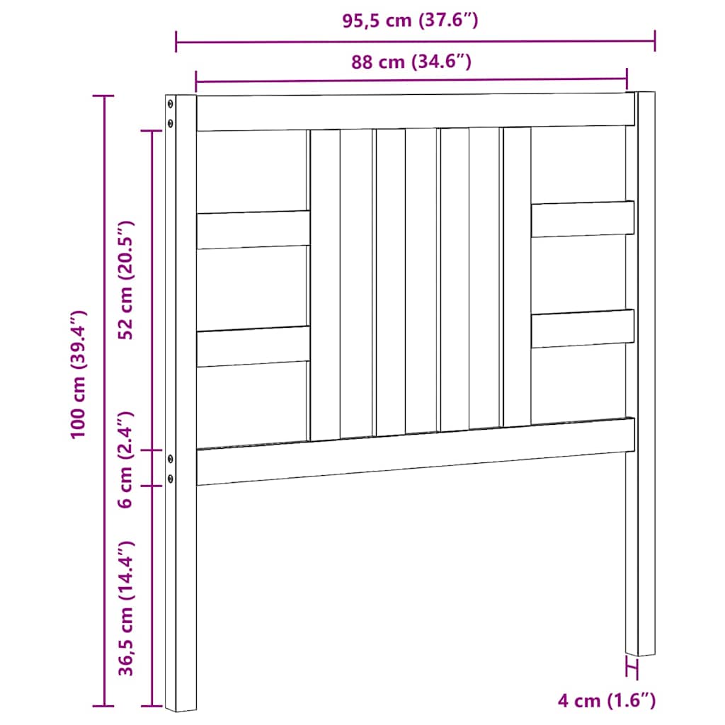 vidaXL Bed Headboard | Grey | Solid Pine Wood | 96x4x100 cm | Attractive Design