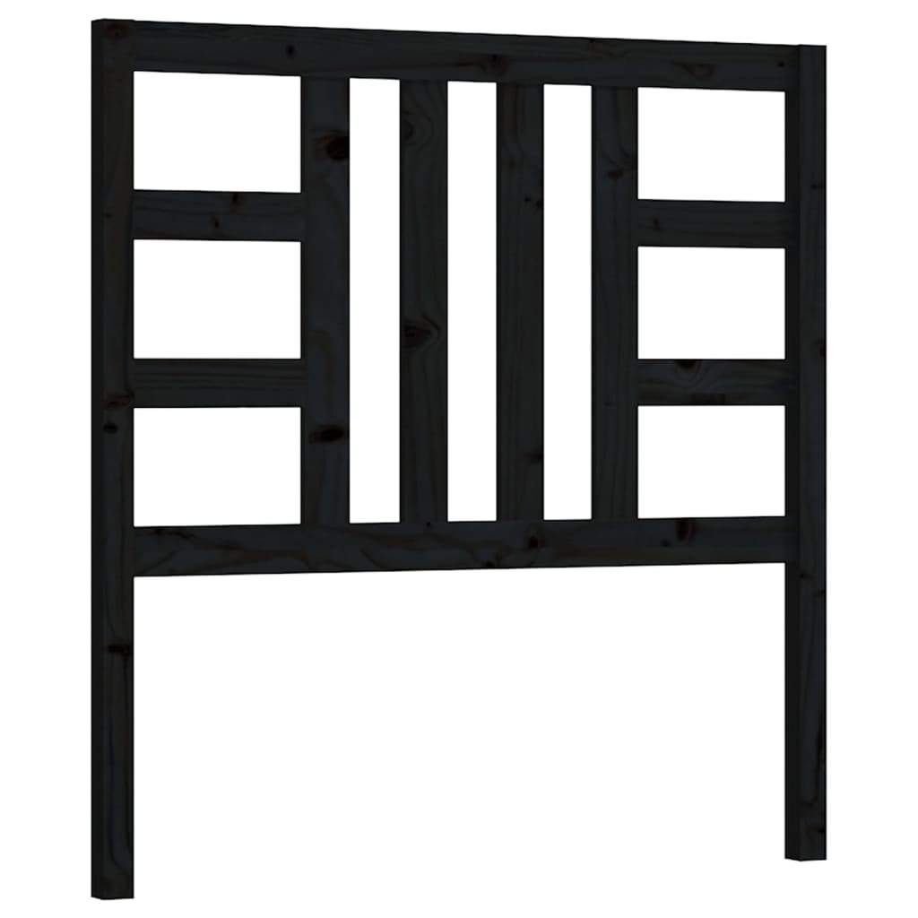 vidaXL Bed Headboard | Black | Solid Pine Wood | Medium |  Decorative Inlays