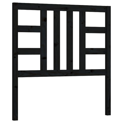 vidaXL Bed Headboard | Black | Solid Pine Wood | Medium |  Decorative Inlays