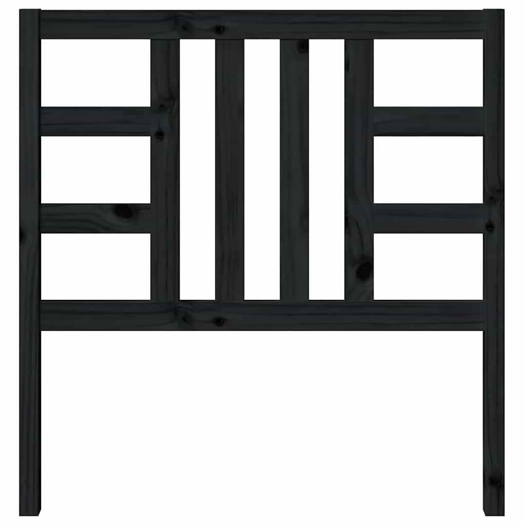 vidaXL Bed Headboard | Black | Solid Pine Wood | Medium |  Decorative Inlays