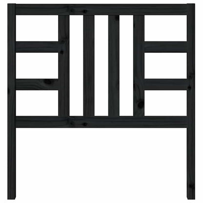 vidaXL Bed Headboard | Black | Solid Pine Wood | Medium |  Decorative Inlays