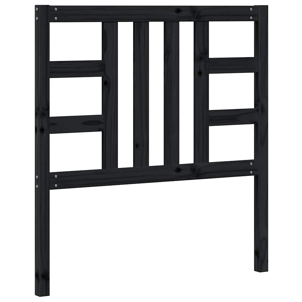 vidaXL Bed Headboard | Black | Solid Pine Wood | Medium |  Decorative Inlays