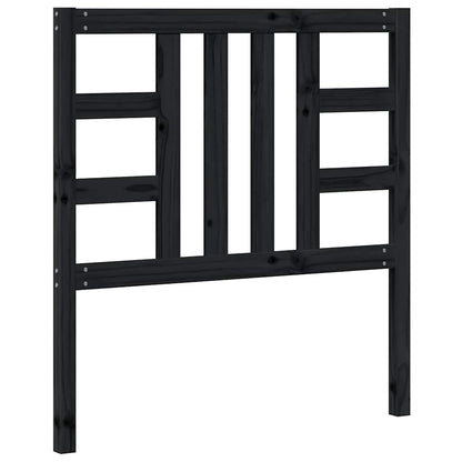 vidaXL Bed Headboard | Black | Solid Pine Wood | Medium |  Decorative Inlays