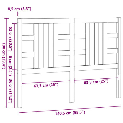 vidaXL Bed Headboard 141x4x100 cm Solid Wood Pine