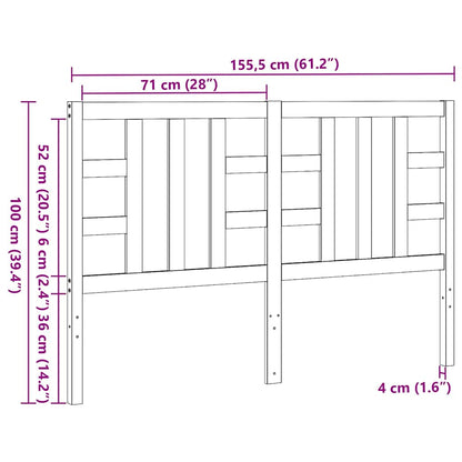 vidaXL Bed Headboard Honey Brown 146x4x100 cm Solid Wood Pine