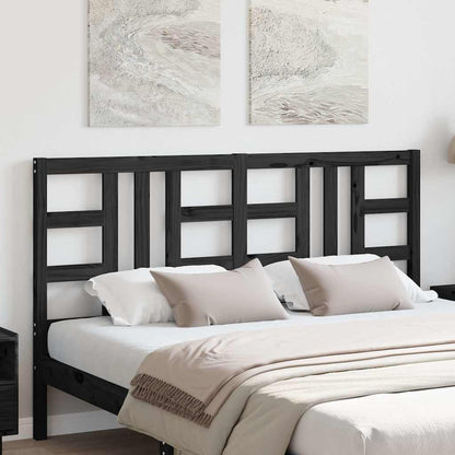 vidaXL Bed Headboard Black 146x4x100 cm Solid Wood Pine