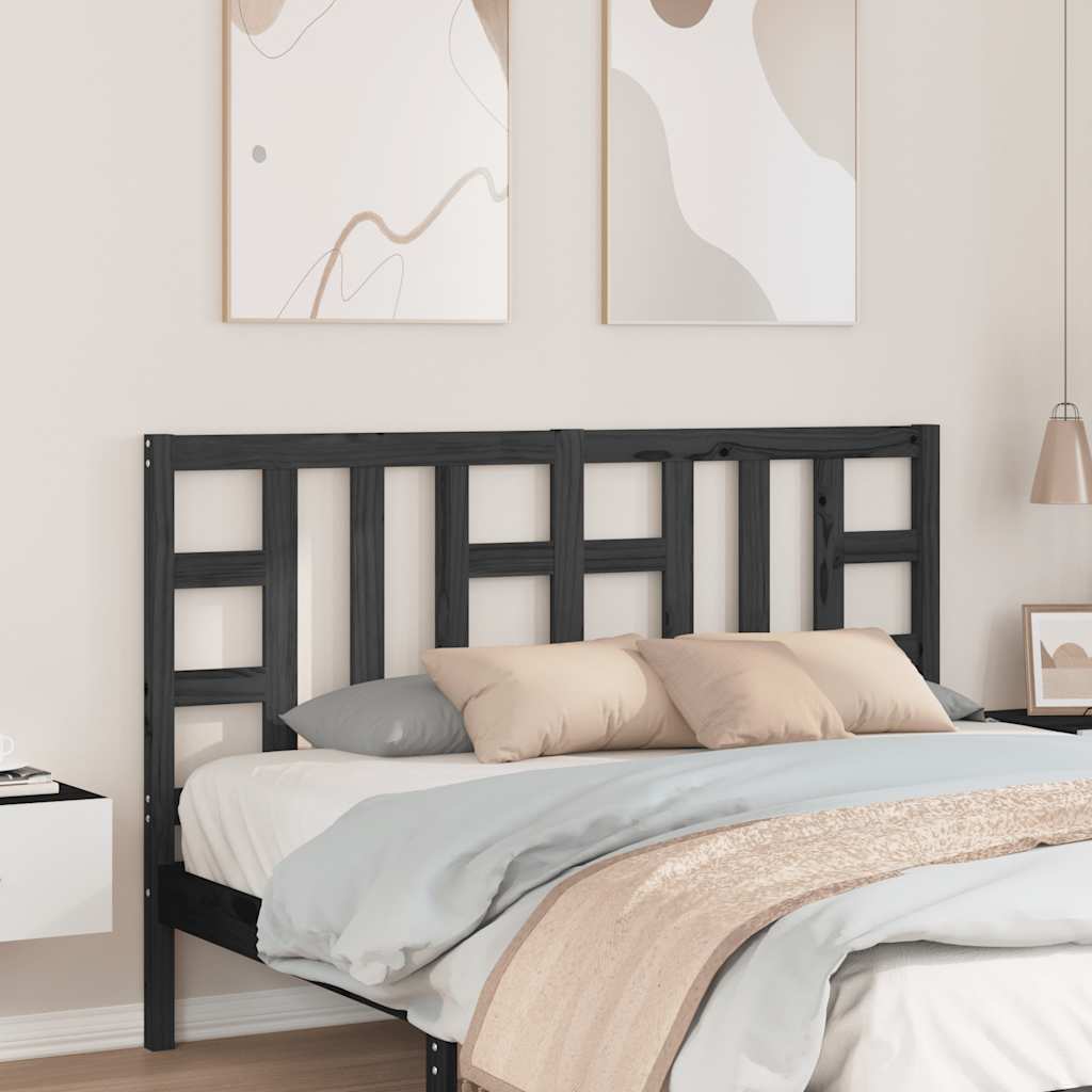 vidaXL Bed Headboard Black 146x4x100 cm Solid Wood Pine