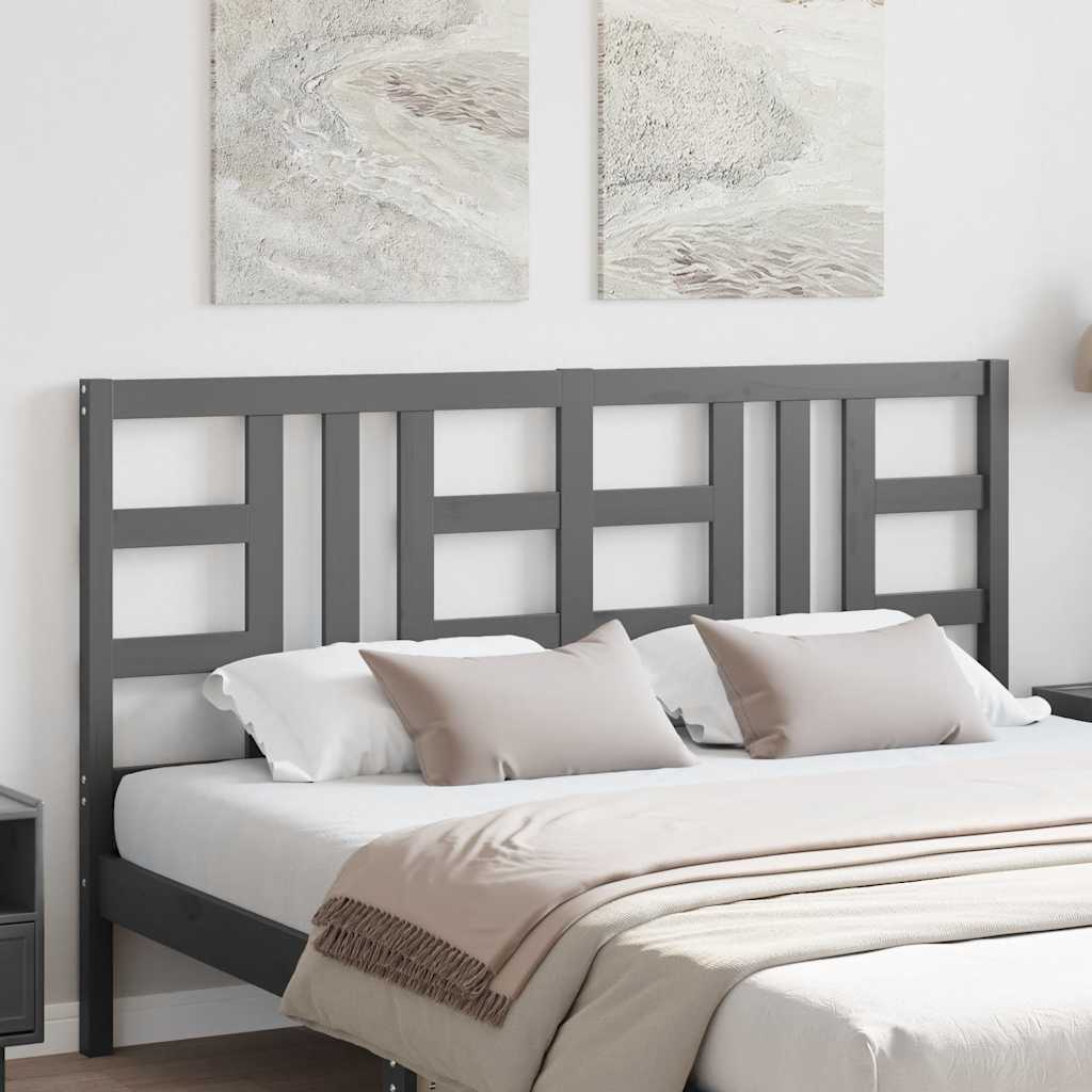 vidaXL Bed Headboard Grey 166x4x100 cm Solid Wood Pine