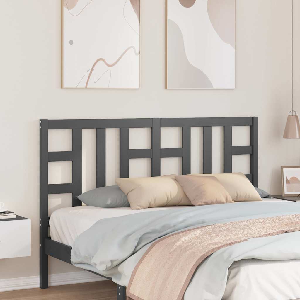 vidaXL Bed Headboard Grey 166x4x100 cm Solid Wood Pine